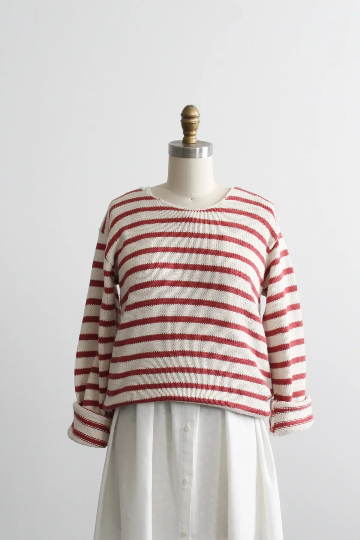 Terra Cotta Stripe Cotton Sweater 1