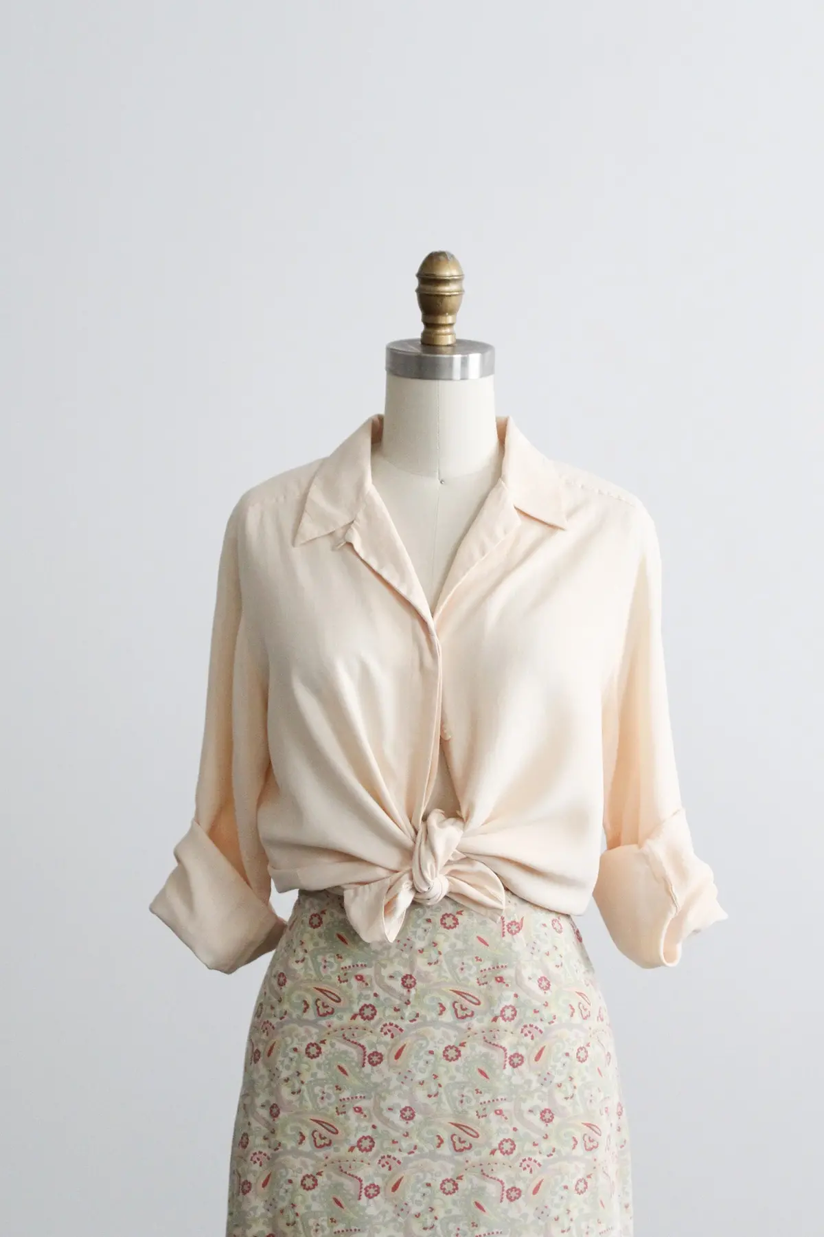 Cream Silk Button Up 1