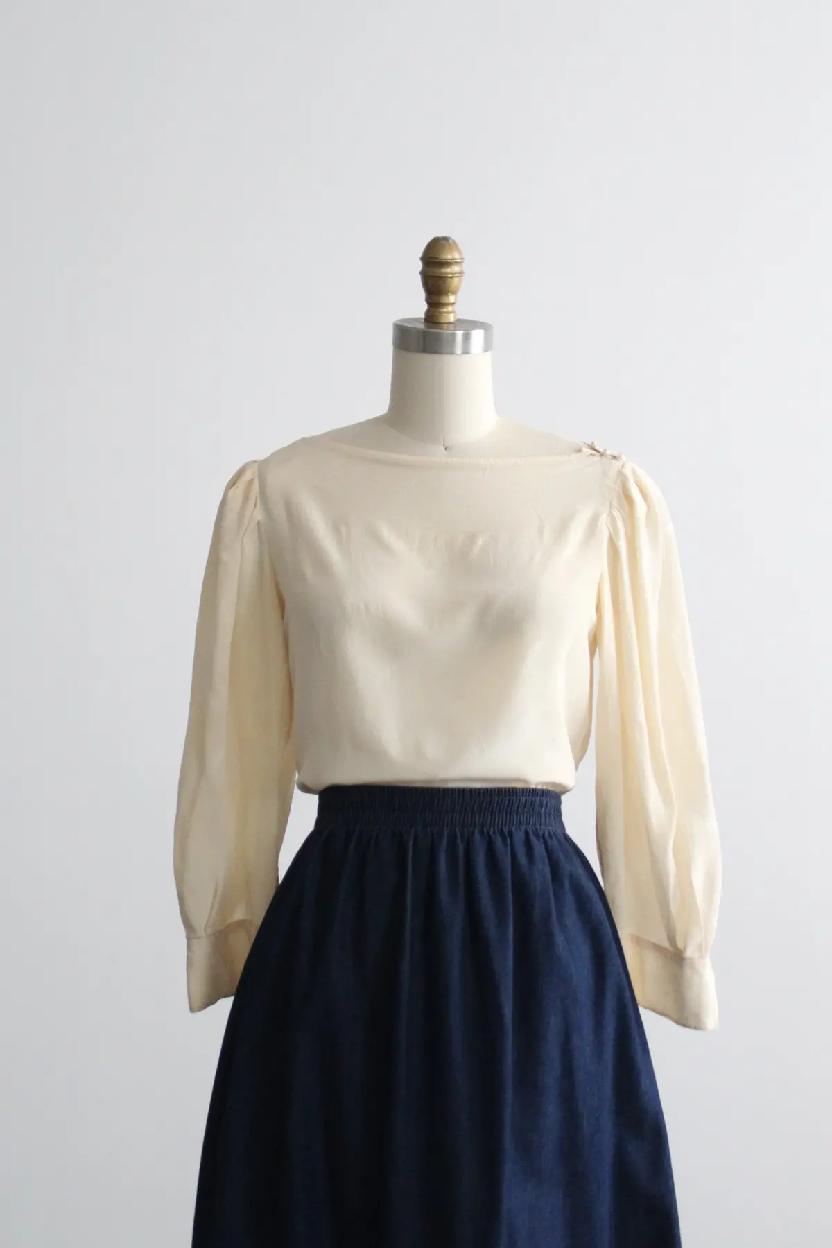 Wheat Embossed Silk Blouse 1