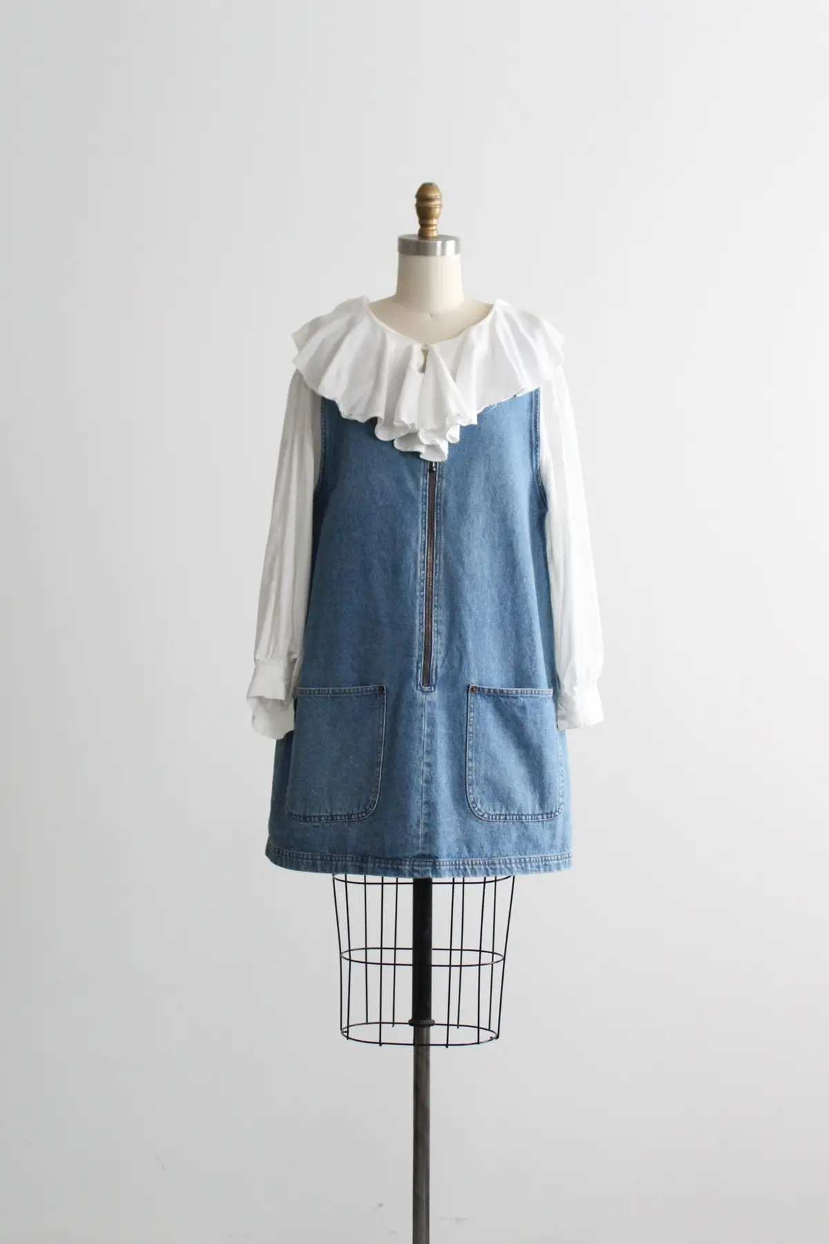 Zip Front Denim Jumper 1