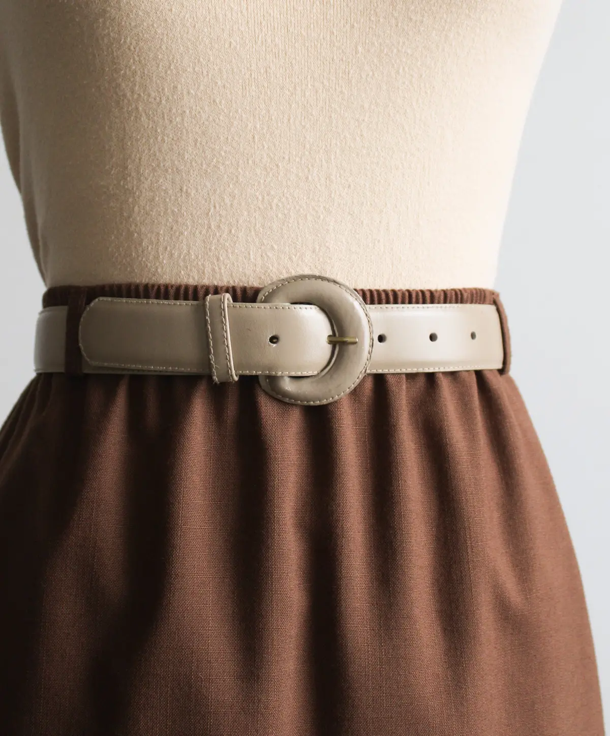 Soft Taupe Leather Belt 1