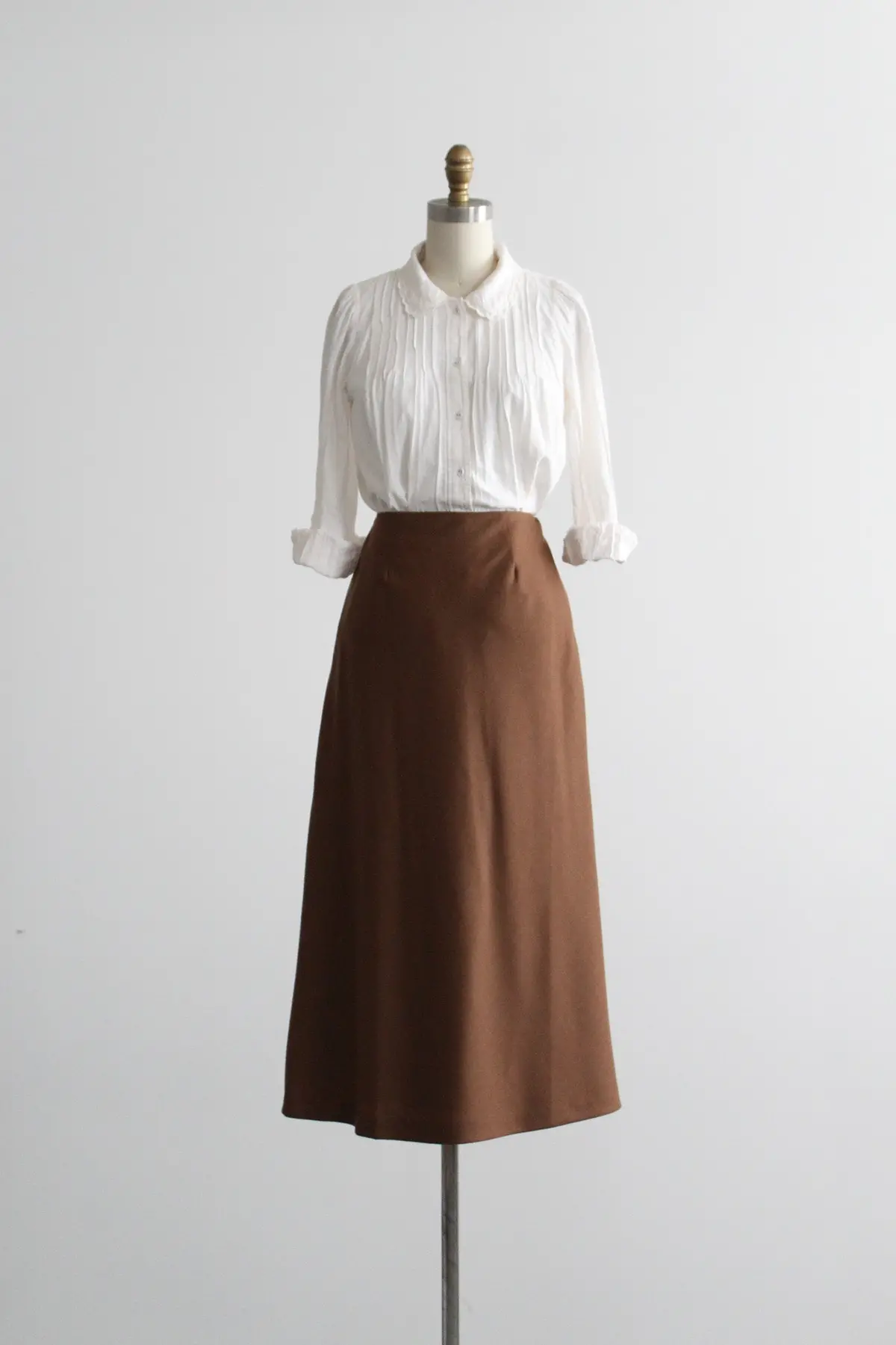 Tobacco Wool Midi Skirt 1