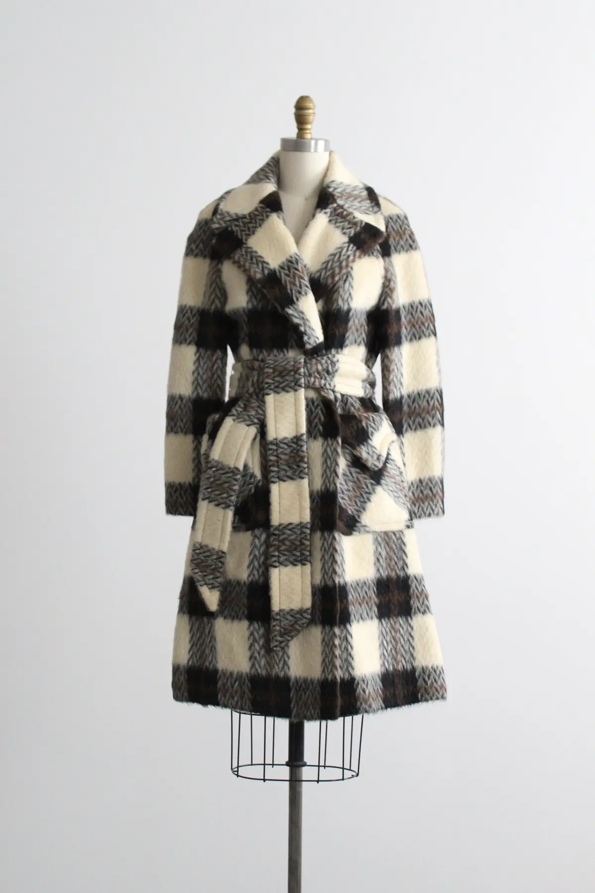 Mohair Plaid Wool Trench 1