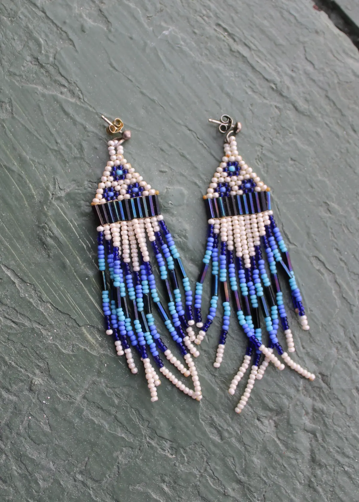 Beaded Sky Blue Earrings 1