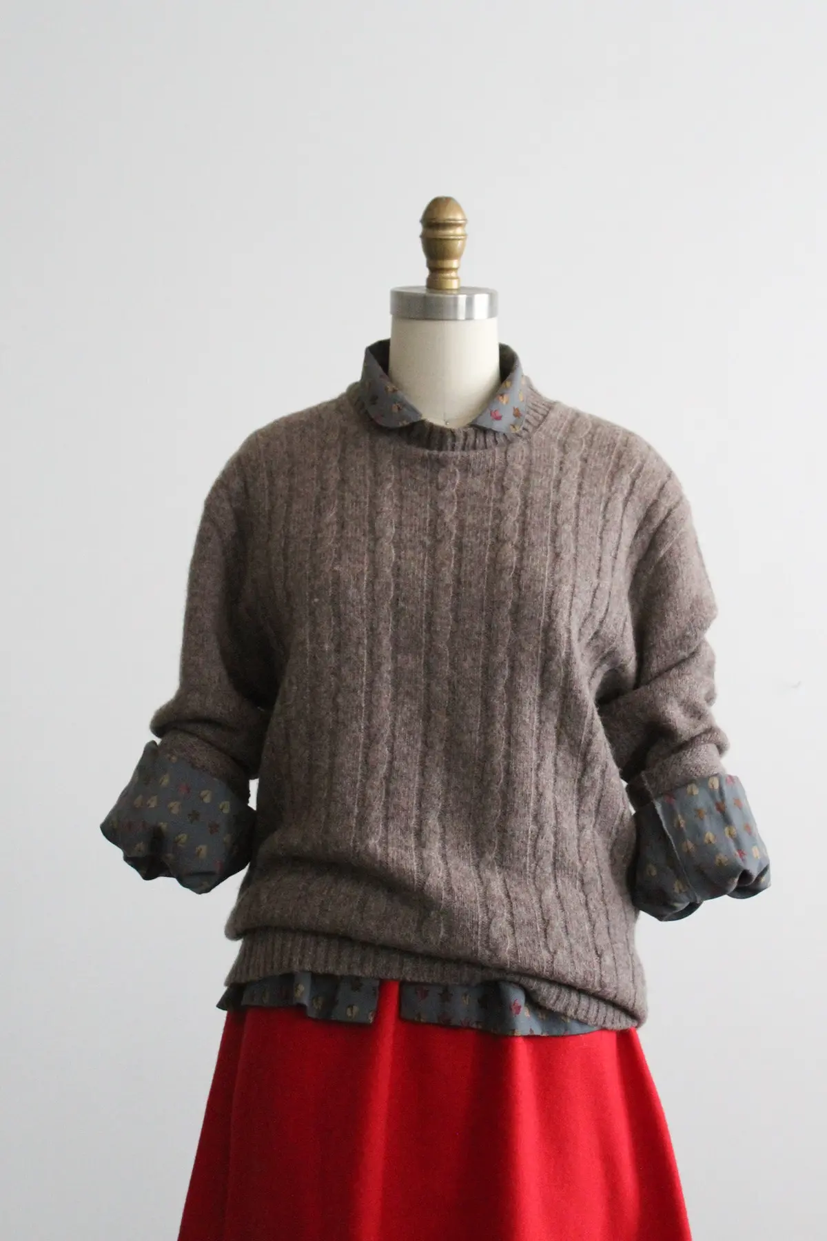 Walnutshell Wool Cable Knit Pullover 1