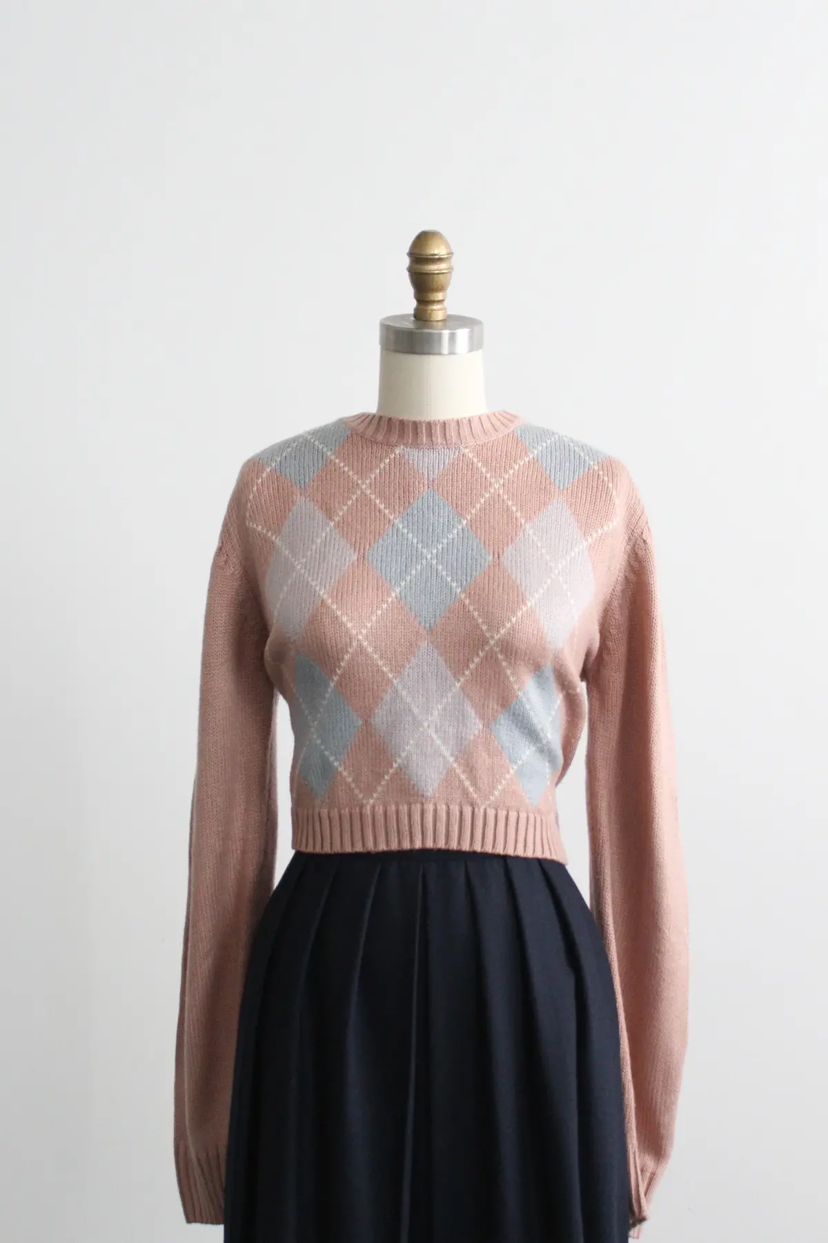 Cropped Argyle Sweater 1