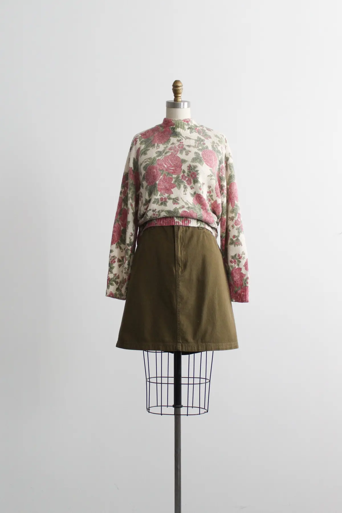 Olive Cotton Twill Skirt 1