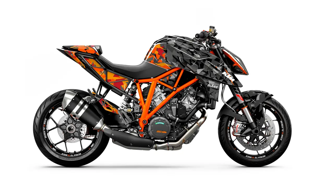 Ktm 1290 Super Duke R 2014-2019 Graphics - "Flake" (Black/Orange) 1