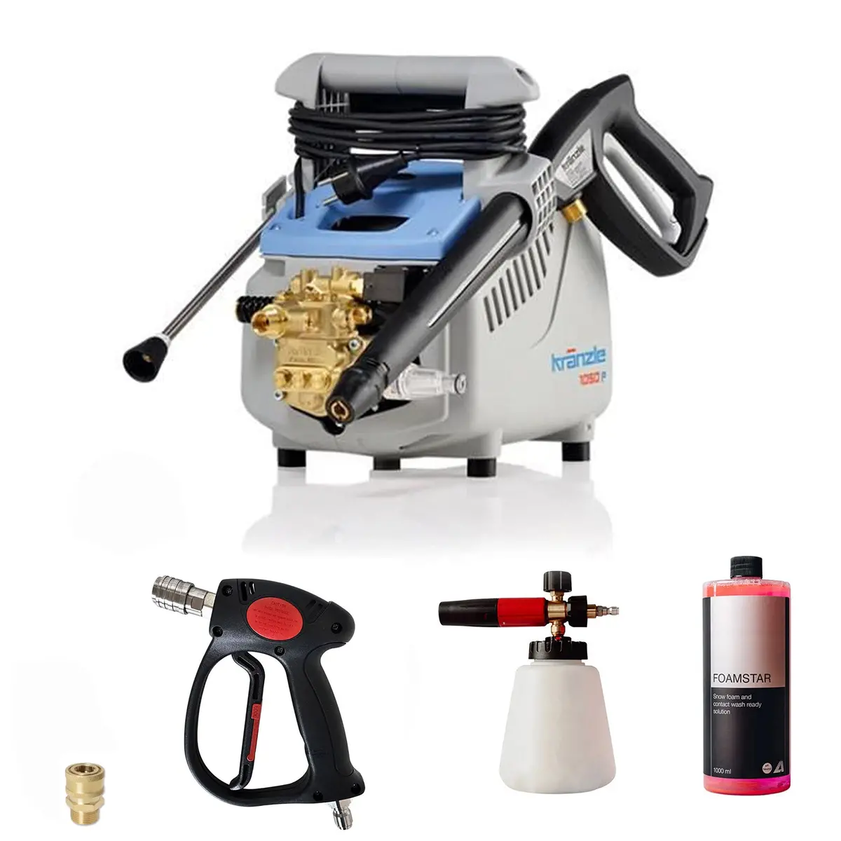 Kranzle K1050p Pressure Washer With Cleanskin Short Trigger Gun, Snow Foam Lance Plus & Foamstar Shampoo Bundle (*) 1