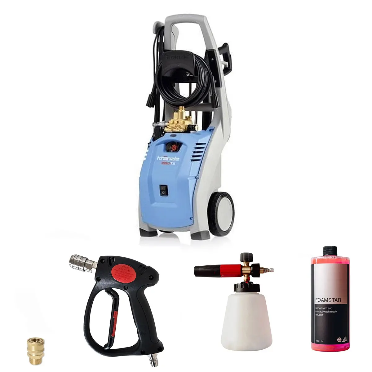 Kranzle K1050ts Pressure Washer With Cleanskin Short Trigger Gun, Snow Foam Lance Plus & Foamstar Shampoo Bundle (*) 1