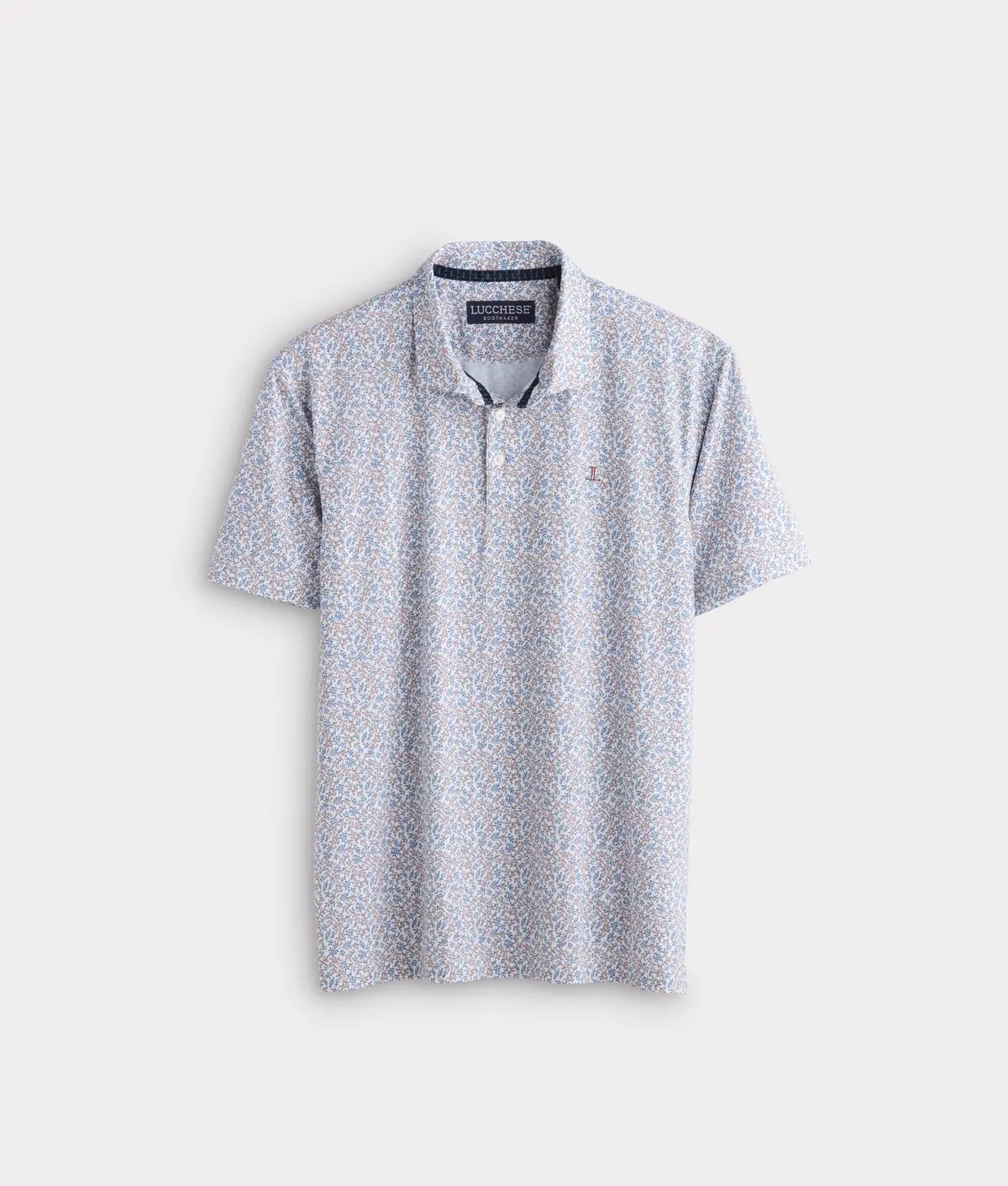 Lucchese Golf Polo :: Brown And Blue Floral 1