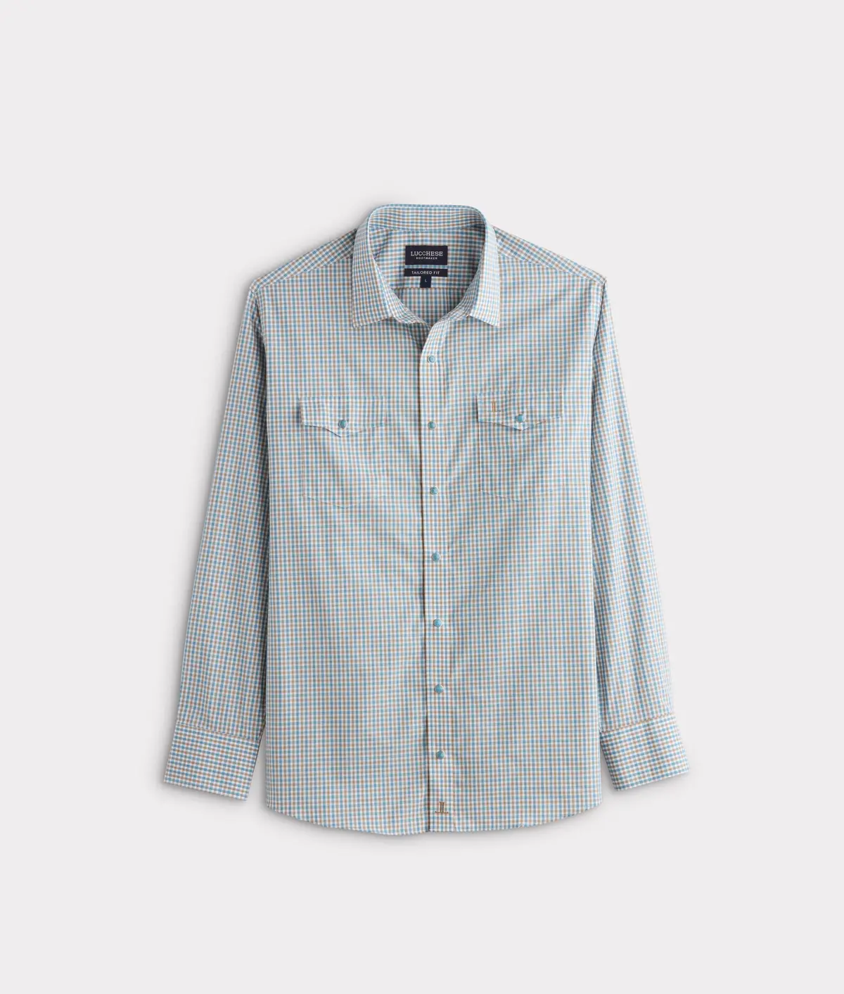 El Paso Tailored Fit :: Tan And Turquoise Check 1