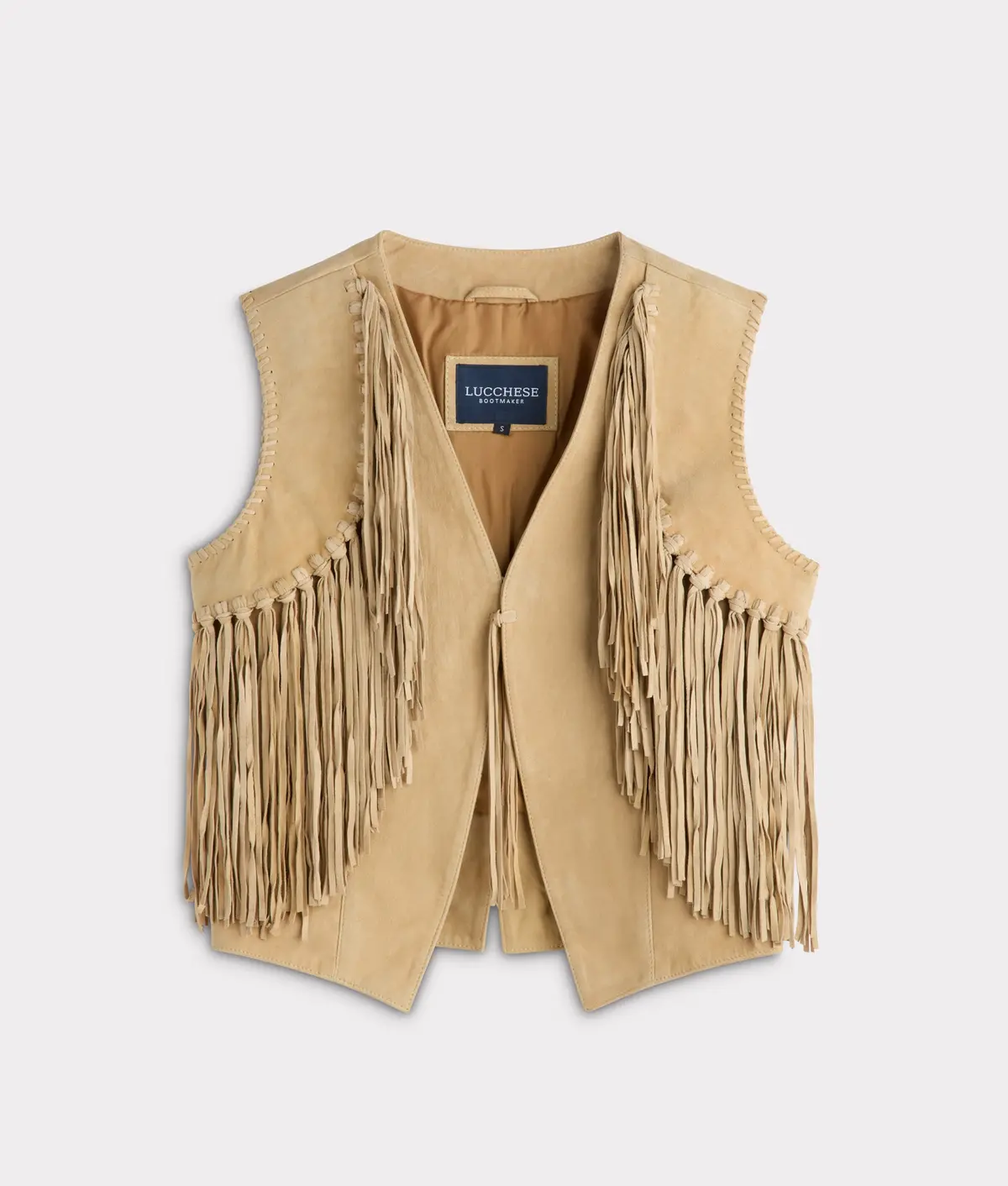Dakota Suede Fringe Leather Vest :: Natural 1
