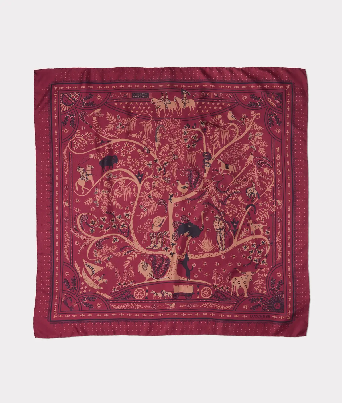 Roots Silk Scarf :: Burgundy 1