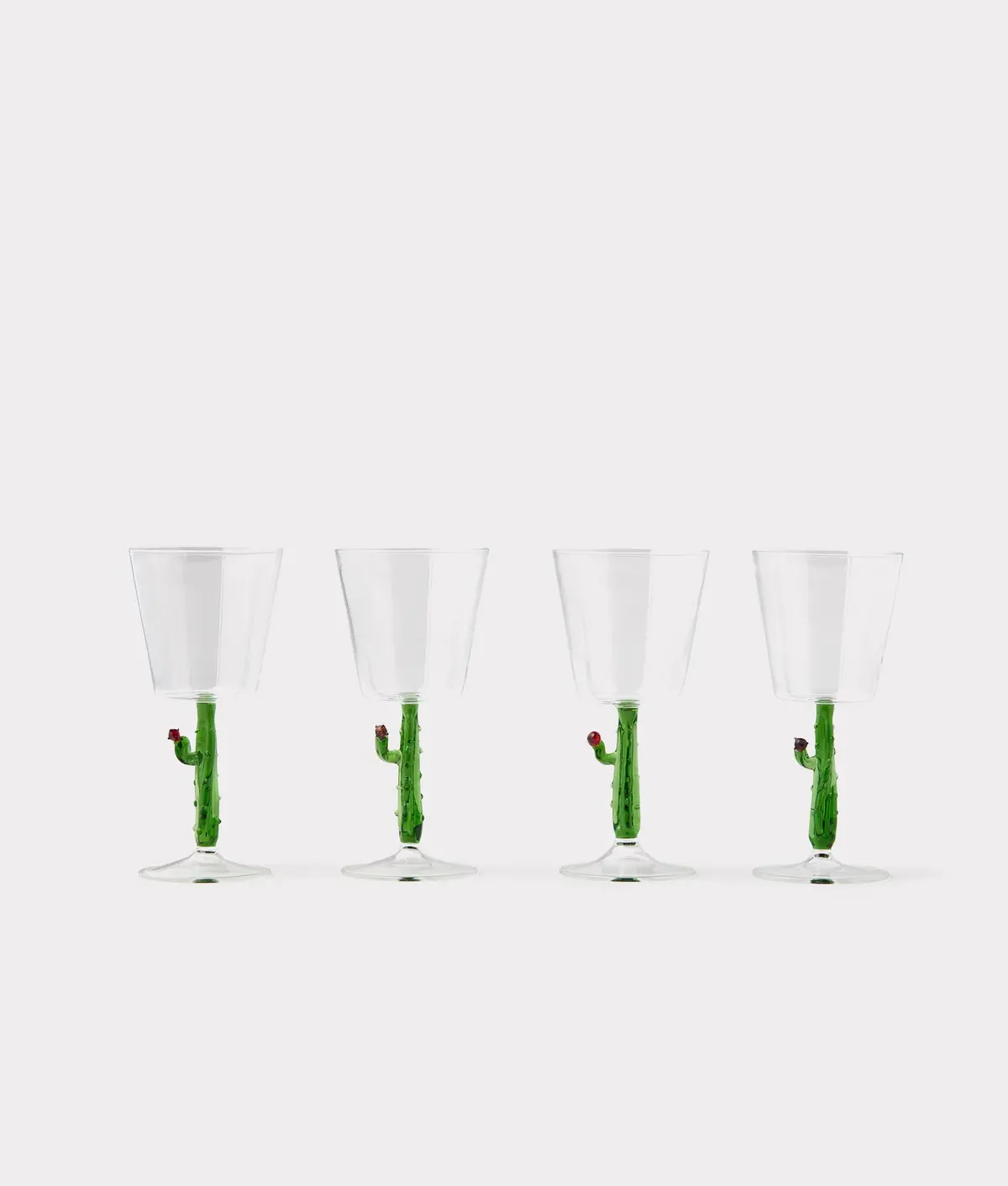 Cactus Water / Wine Glasses - Set Of Four :: Green 1
