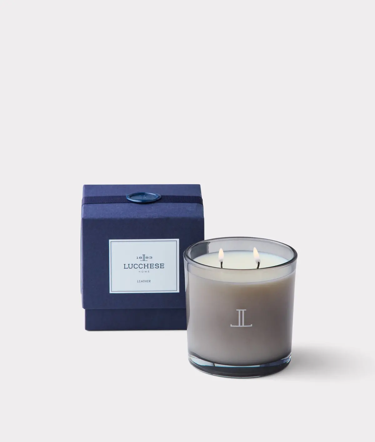 Double Wick Leather Scented Candle :: White 1