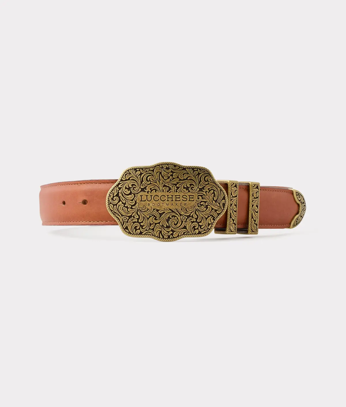 Filigree Trophy Buckle Belt :: Whiskey 1