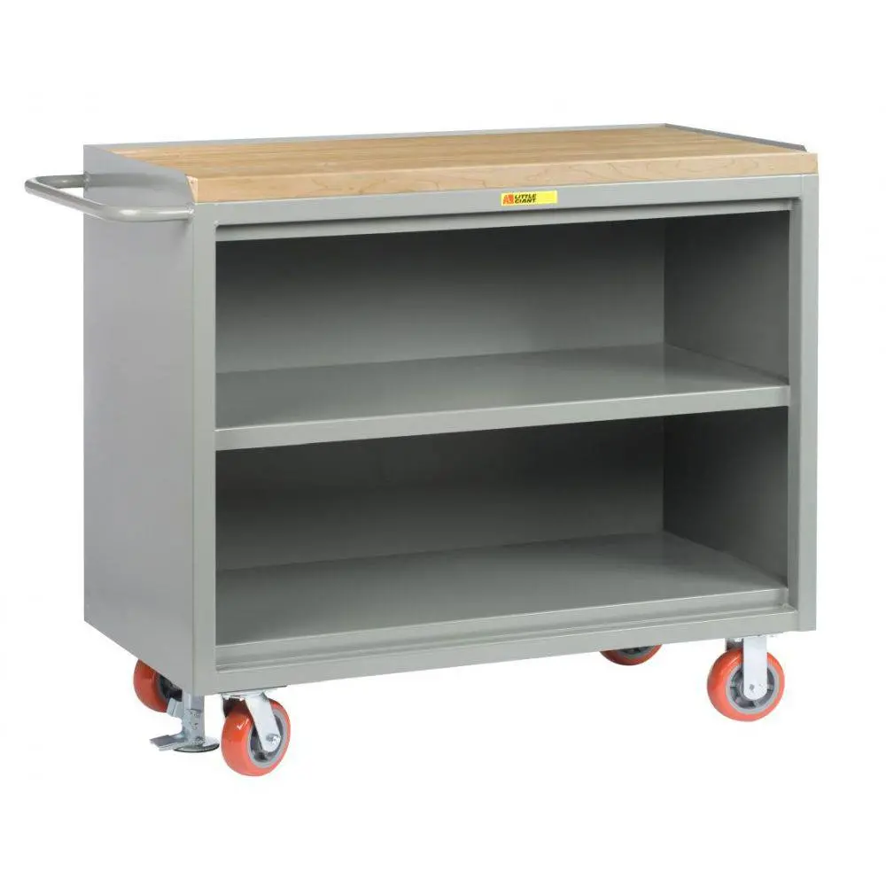 48" Wide Mobile Bench Cabinet W/ 3 Shelves (Butcher Block Top) 1