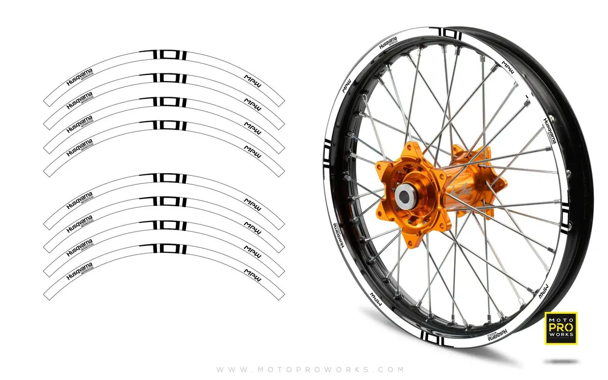 Rim Stripes - "Power" Husqvarna (White/Black) 1