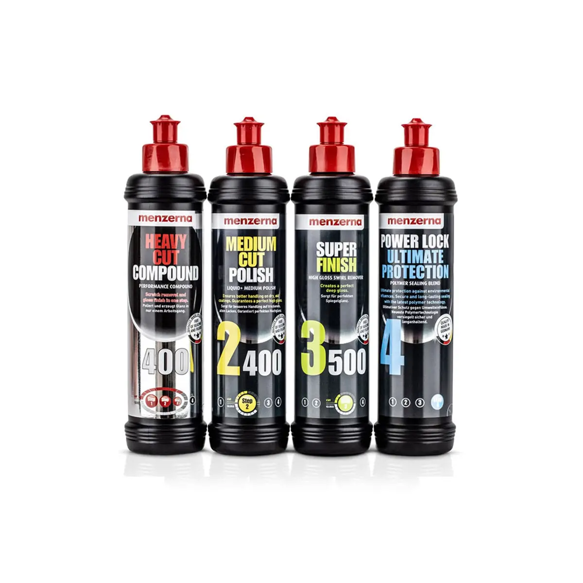 Menzerna Step 1-2-3-4 Polishing & Protection Compounds Kit - 250Ml/1L (*) 1