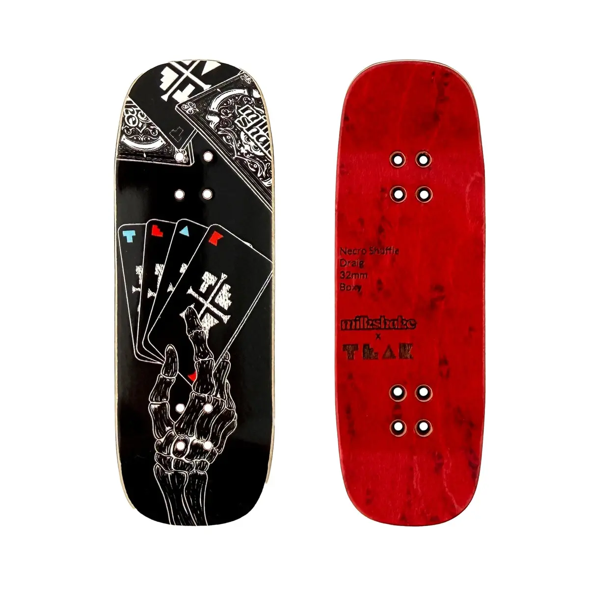 32Mm Milkshake X Teak Collab Deck - "Necro Shuffle" Boxy Shape Fingerboard Deck 1