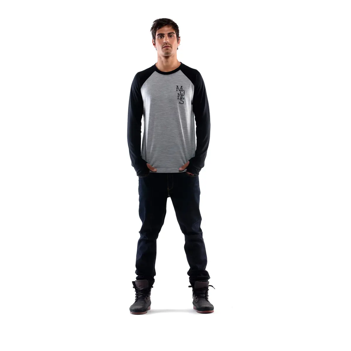 Mons Royale Raglan Long Sleeve – Grey Marle 1