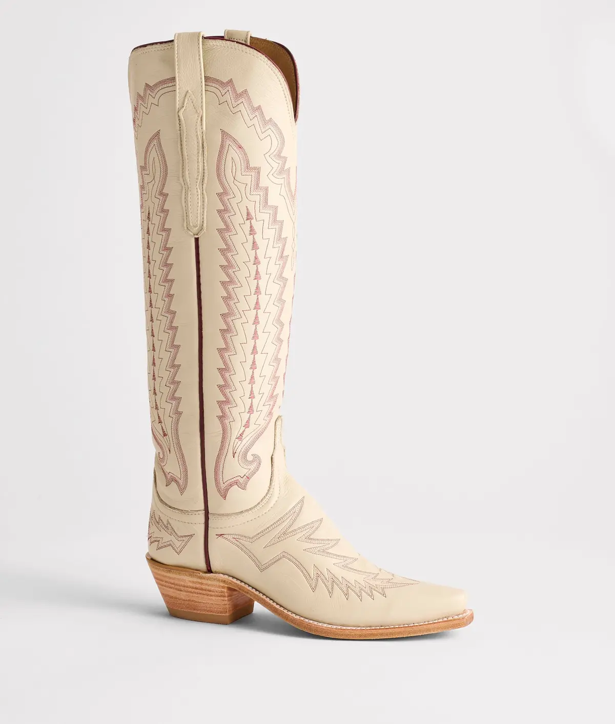 Priscilla :: Glitz Cream W/ Maroon Stitching 6