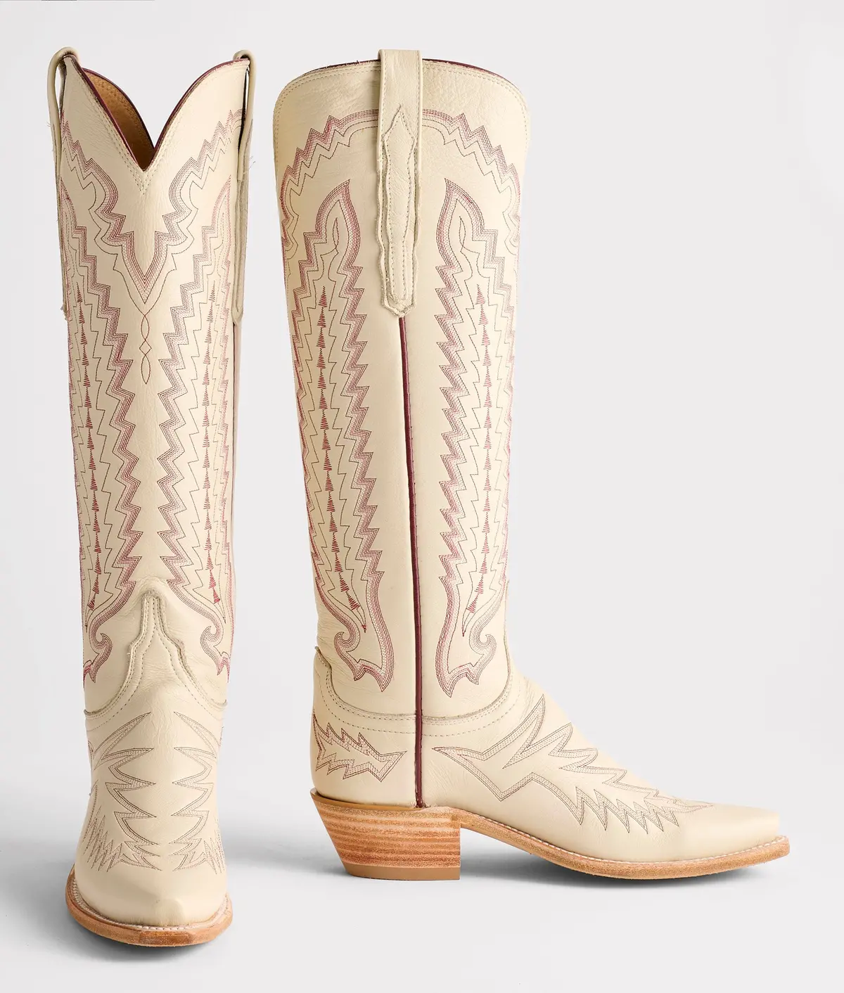 Priscilla :: Glitz Cream W/ Maroon Stitching 2