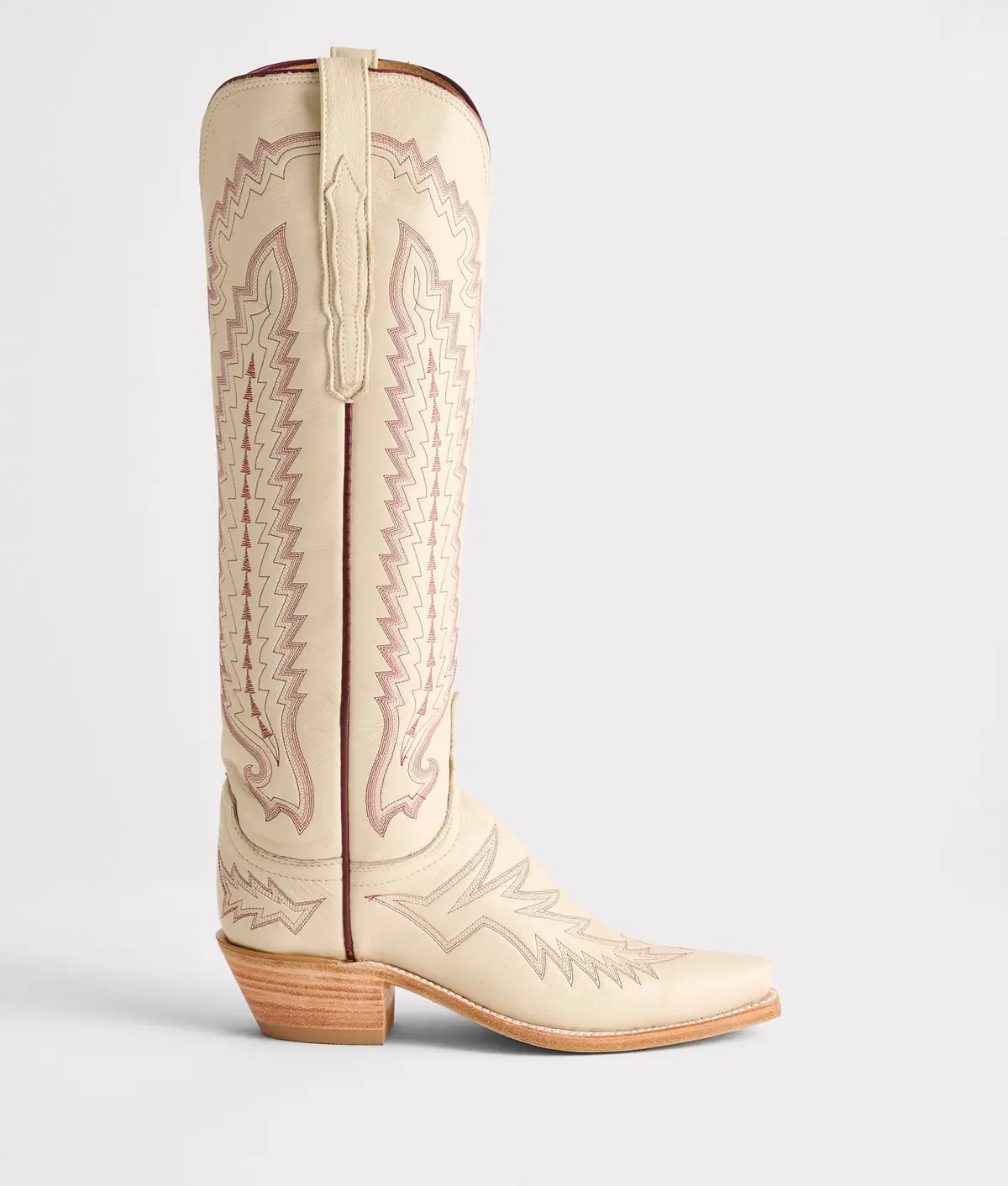 Priscilla :: Glitz Cream W/ Maroon Stitching 1