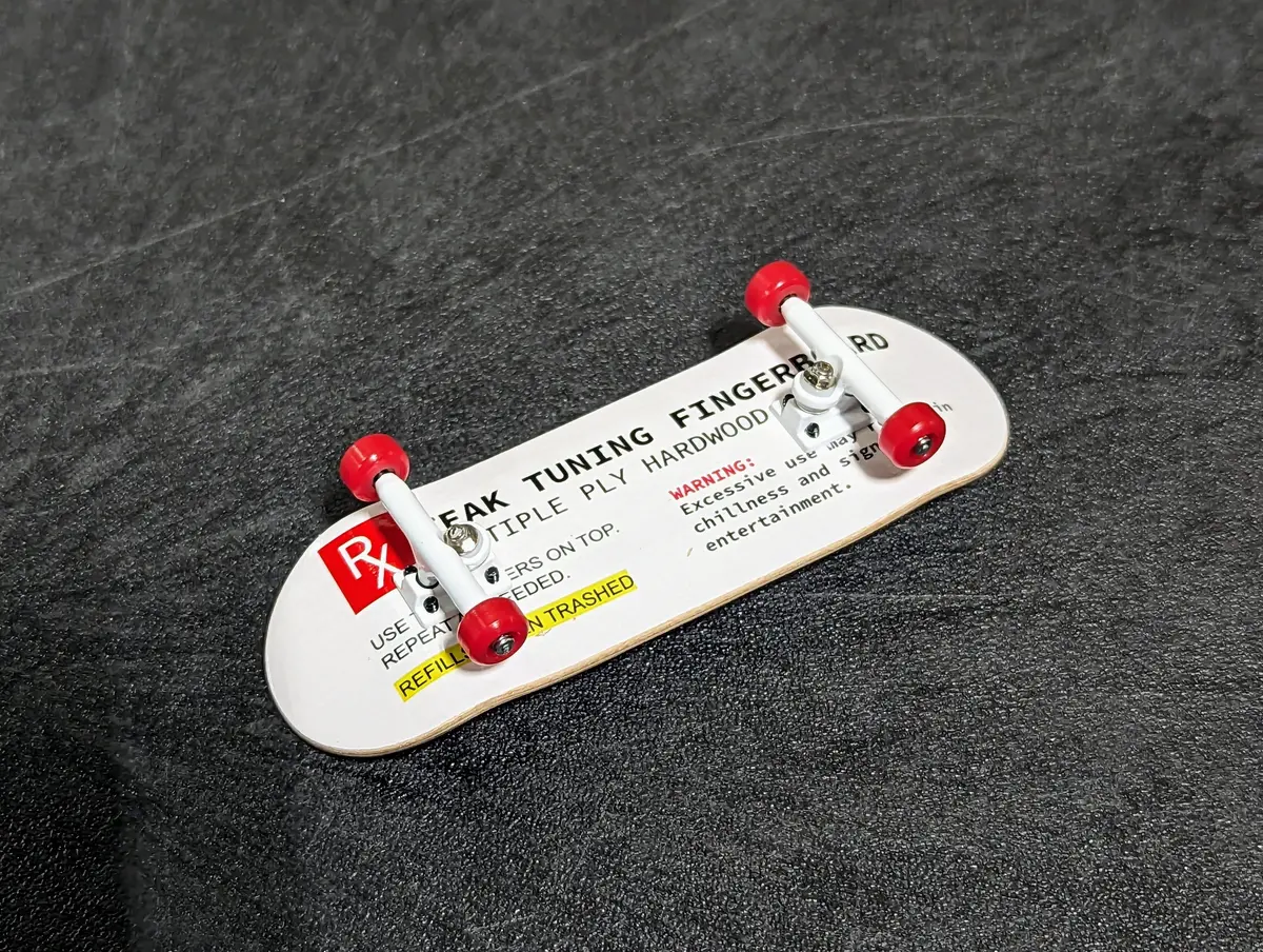 32Mm Prolific Gen2 Fingerboard Complete - "Teak Prescription" Graphic - Gen2 Prodigy Trucks + Pro Duro Bubble Bushings 1