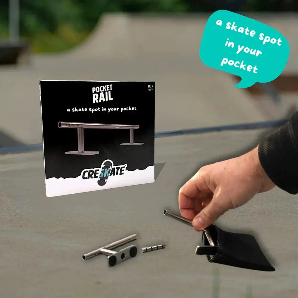 Creskate Pocket Rail By Createyourskate - Modular & Portable Stainless Steel Fingerboard Rail - 9 Inches 1