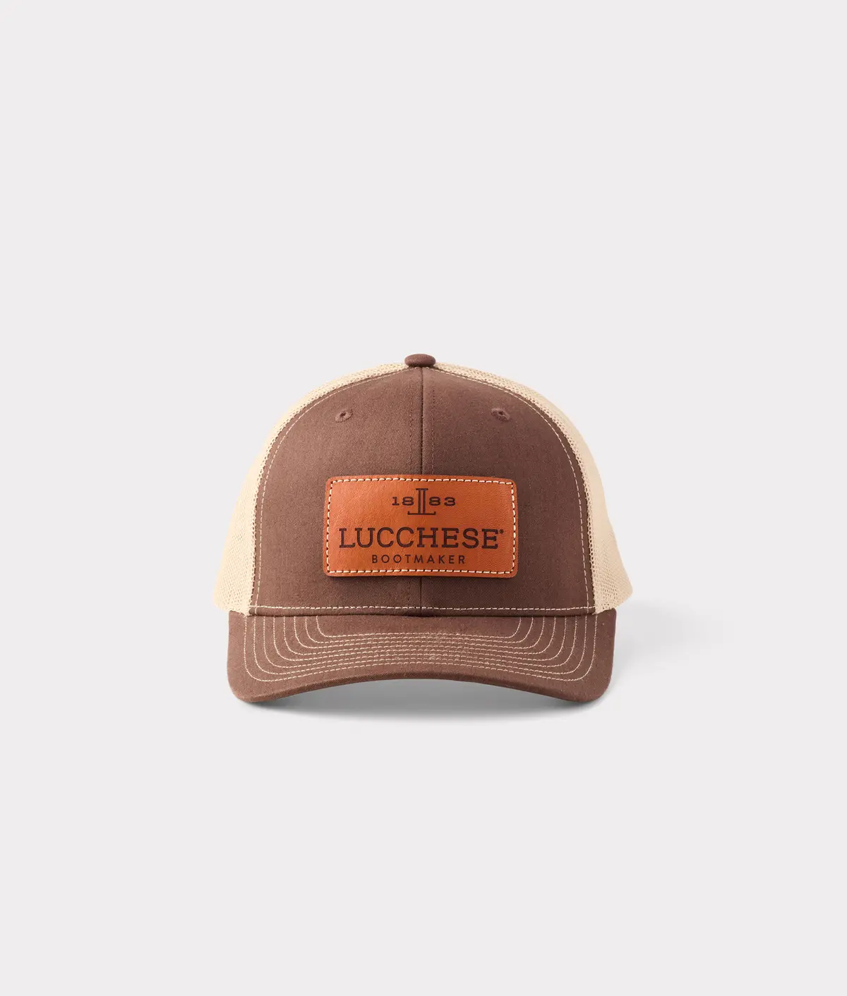 Leather Patch Cap :: Brown + Khaki 1