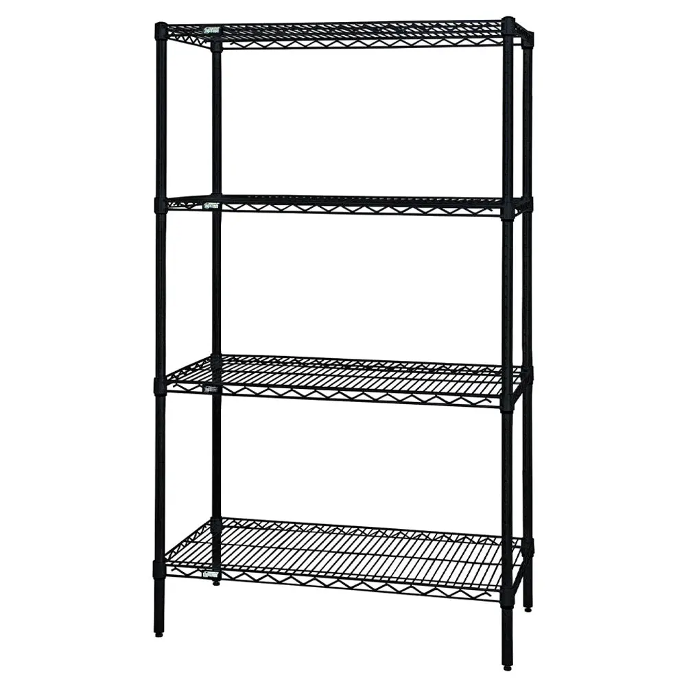 Black Epoxy 4-Shelf Wire One Box Shelving Unit 1
