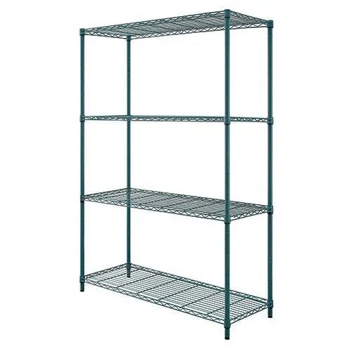Green Epoxy 4-Shelf Wire One Box Shelving Unit 1