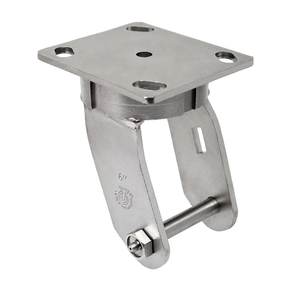 6" Stainless Steel Kingpinless Swivel Caster Yoke Only - 1/2" Axle Hole 1