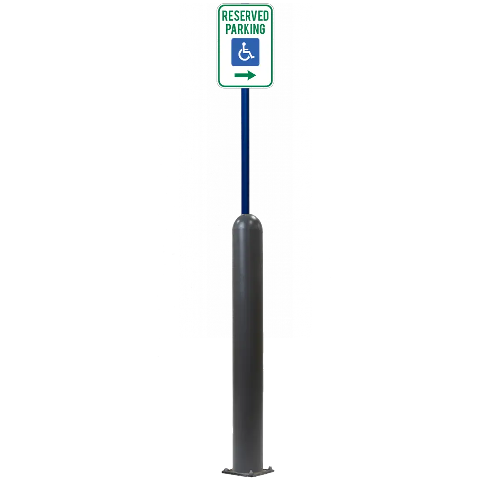4" X 42" Base Plate Bollard Sign System 24