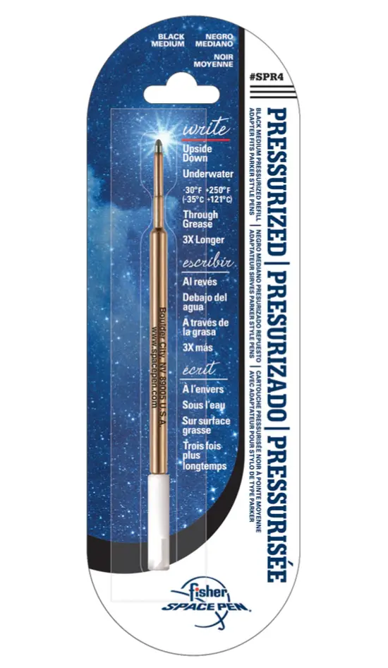 Space Pen Black Ink Refill, Medium Point Pressurized Cartridge 1