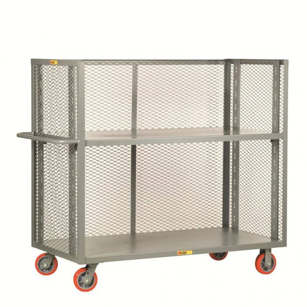 3-Sided Adjustable Shelf Truck (2 Shelves) - Mesh Sides 1
