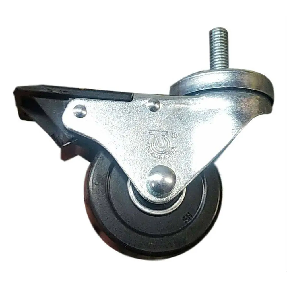 4" X 1-1/4" Hard Rubber Threaded Swivel Stem Caster, Total Lock, 350 Lb. Cap. 1