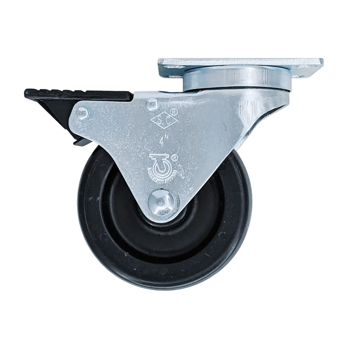 4" X 1-1/4" Polyolefin Wheel Swivel Caster W/ Total Lock Brake - 350 Lbs. Cap. 1
