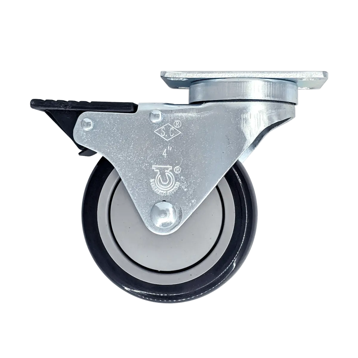 4" X 1-1/4" Poly-Pro Wheel Swivel Caster W/ Total Lock Brake - 350 Lbs. Cap. 1