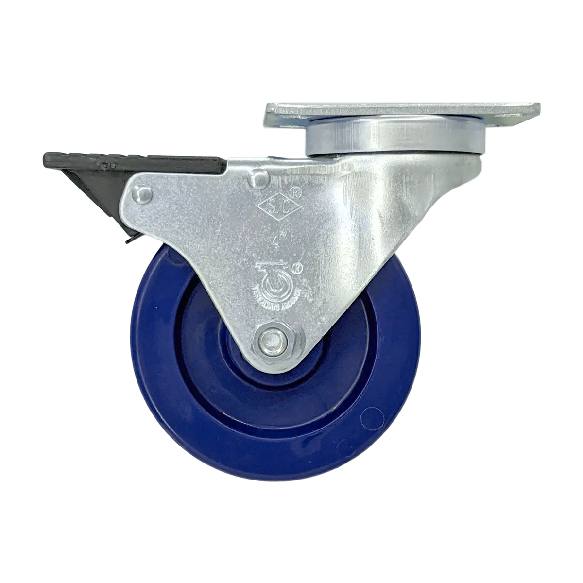 4" X 1-1/4" Duralastomer Swivel Caster W/ Total Lock Brake - 350 Lbs. Cap. 1