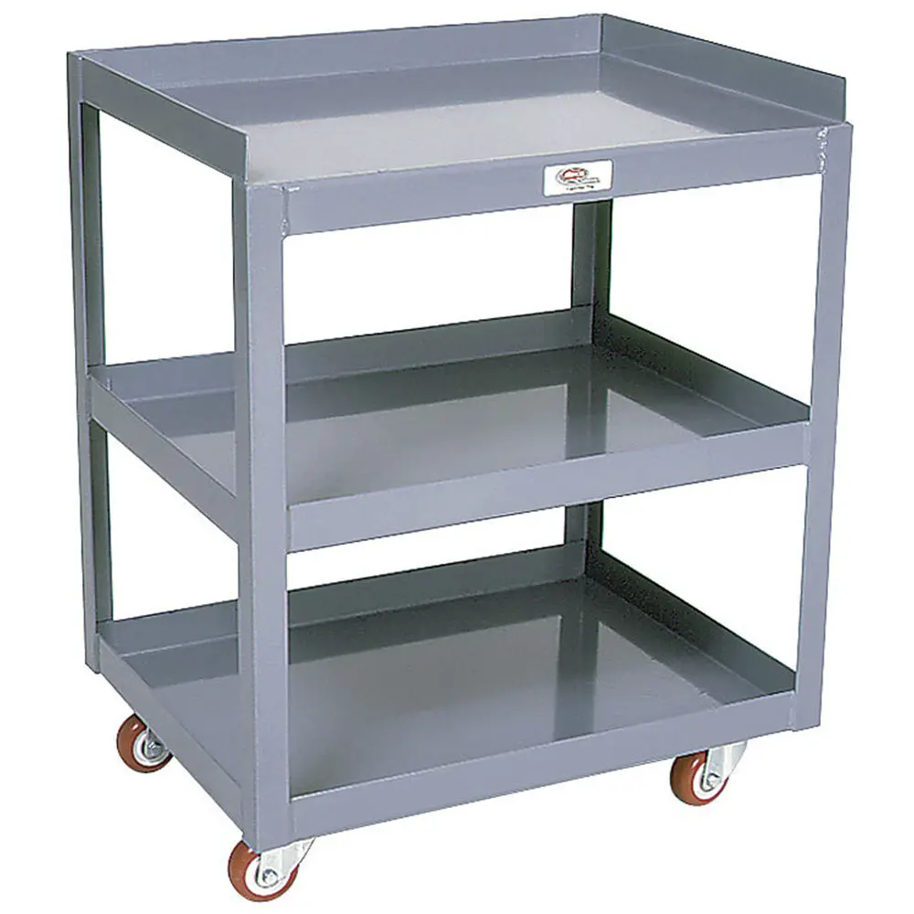Versatile Tool Cart - 900 Lbs Capacity, 3 Steel Shelves With Half-Shelf Option 1