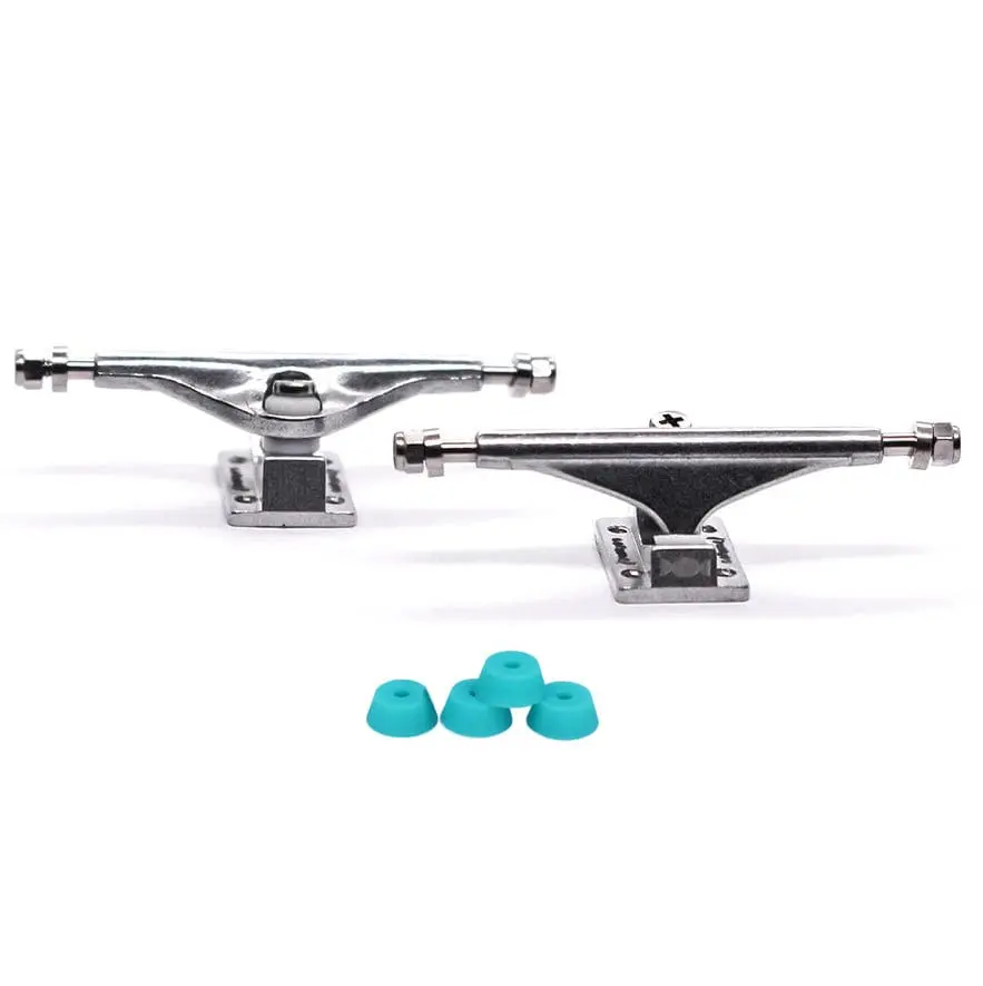 34Mm Inverted Caramel Fingerboard Trucks - Silver - Includes Pro Duro Bubble Bushings 1