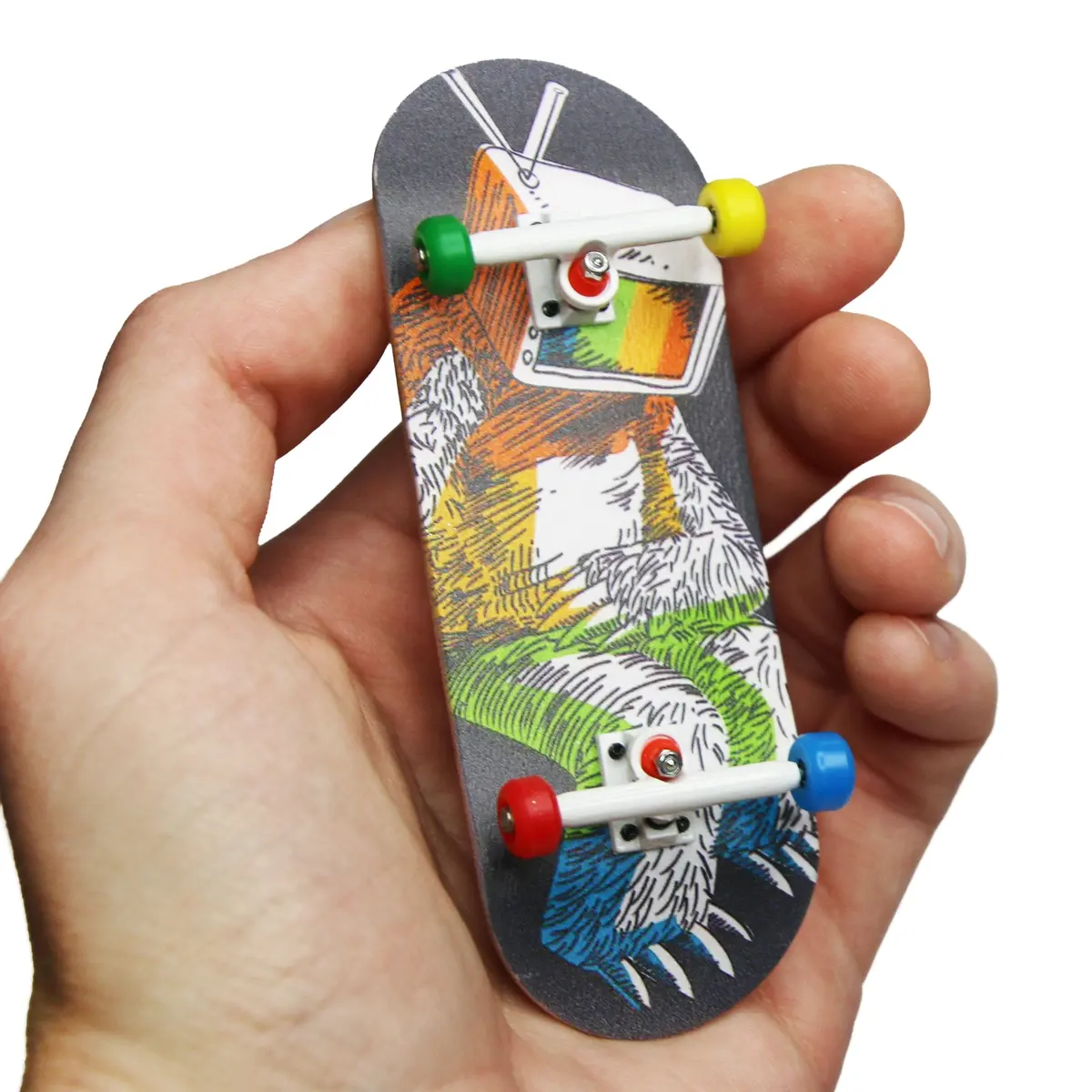 34Mm Prolific Gen2 Fingerboard Complete - "Calibrating Yeti" Graphic - Gen2 Prodigy Trucks + Pro Duro Bubble Bushings 1