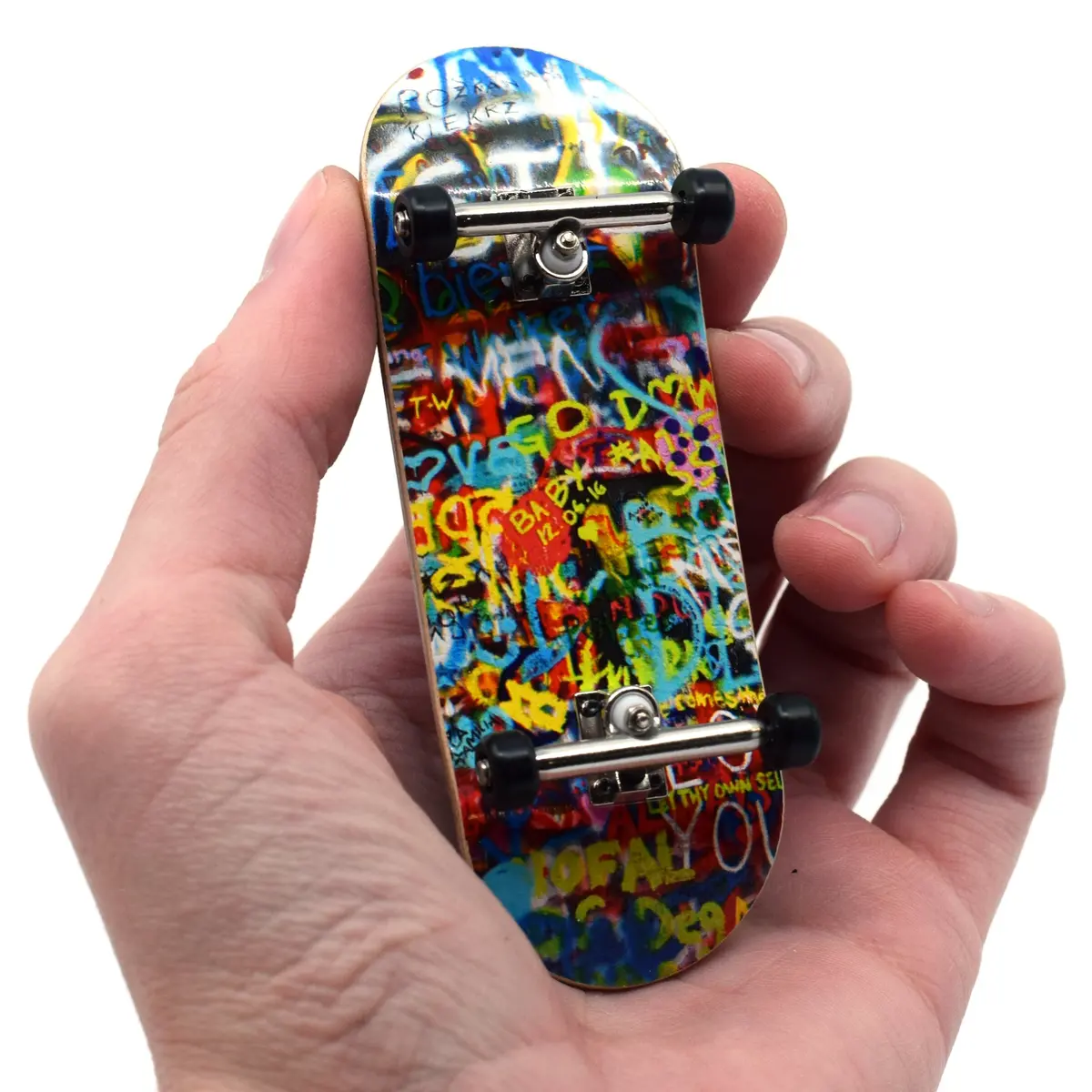 34Mm Prolific Gen2 Fingerboard Complete - "Graffiti Wall" Graphic - Gen2 Prodigy Trucks + Pro Duro Bubble Bushings 1