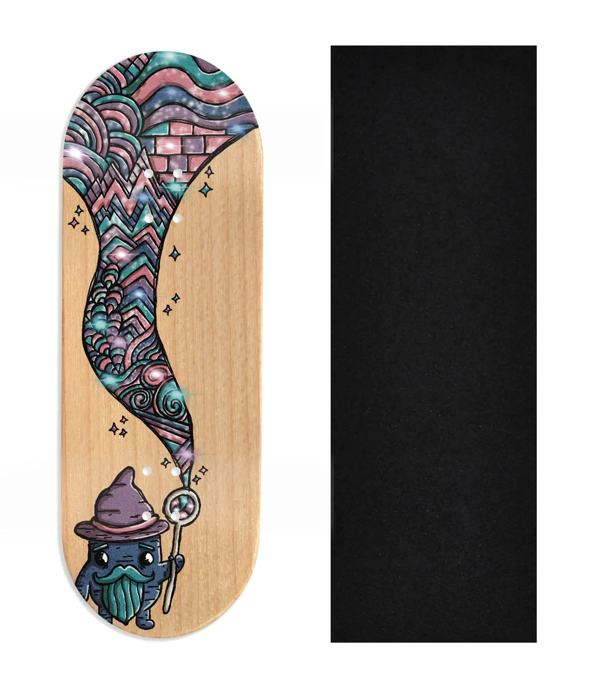 Heat Transfer Graphic Wooden Fingerboard Deck, Design Contest 2024 Winner, Mandrake_Creative_Co - "Spellbound" 1