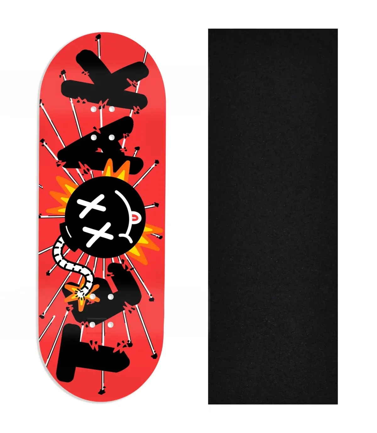 Heat Transfer Graphic Wooden Fingerboard Deck, Design Contest 2024 Winner, Flatline_Fb - "Kaboom" 1