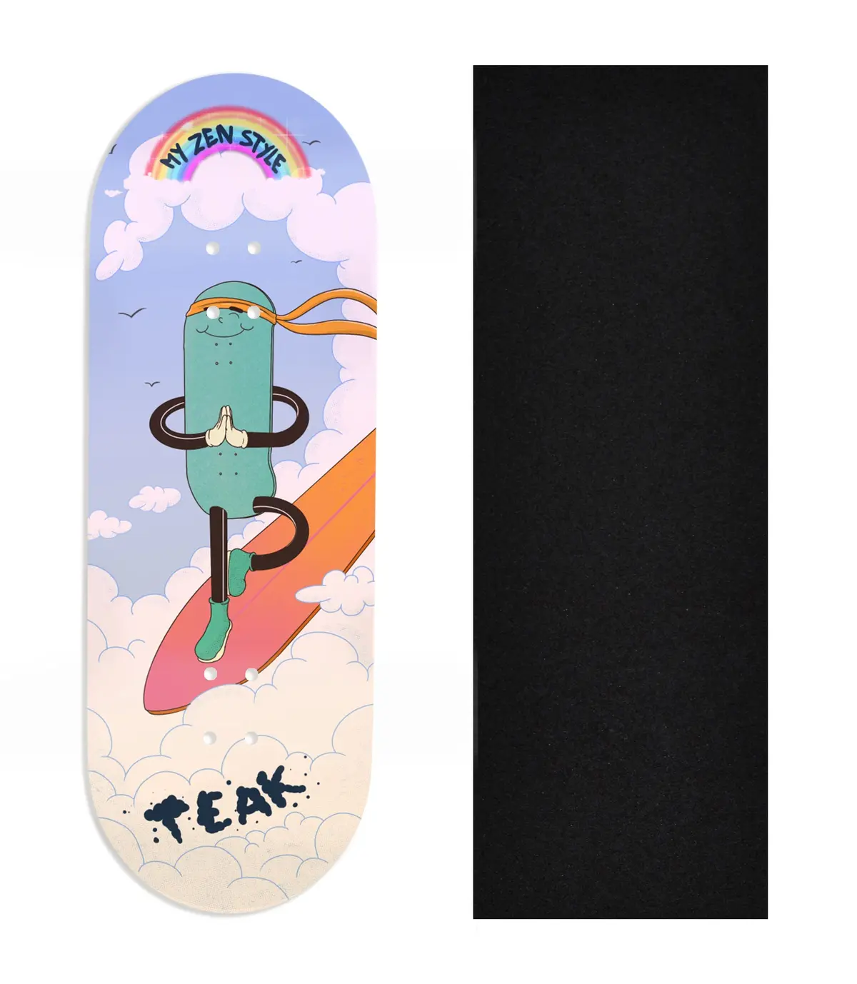 Heat Transfer Graphic Wooden Fingerboard Deck, Design Contest 2024 Winner, @Digo.Lemon - "Zen Drift" 1
