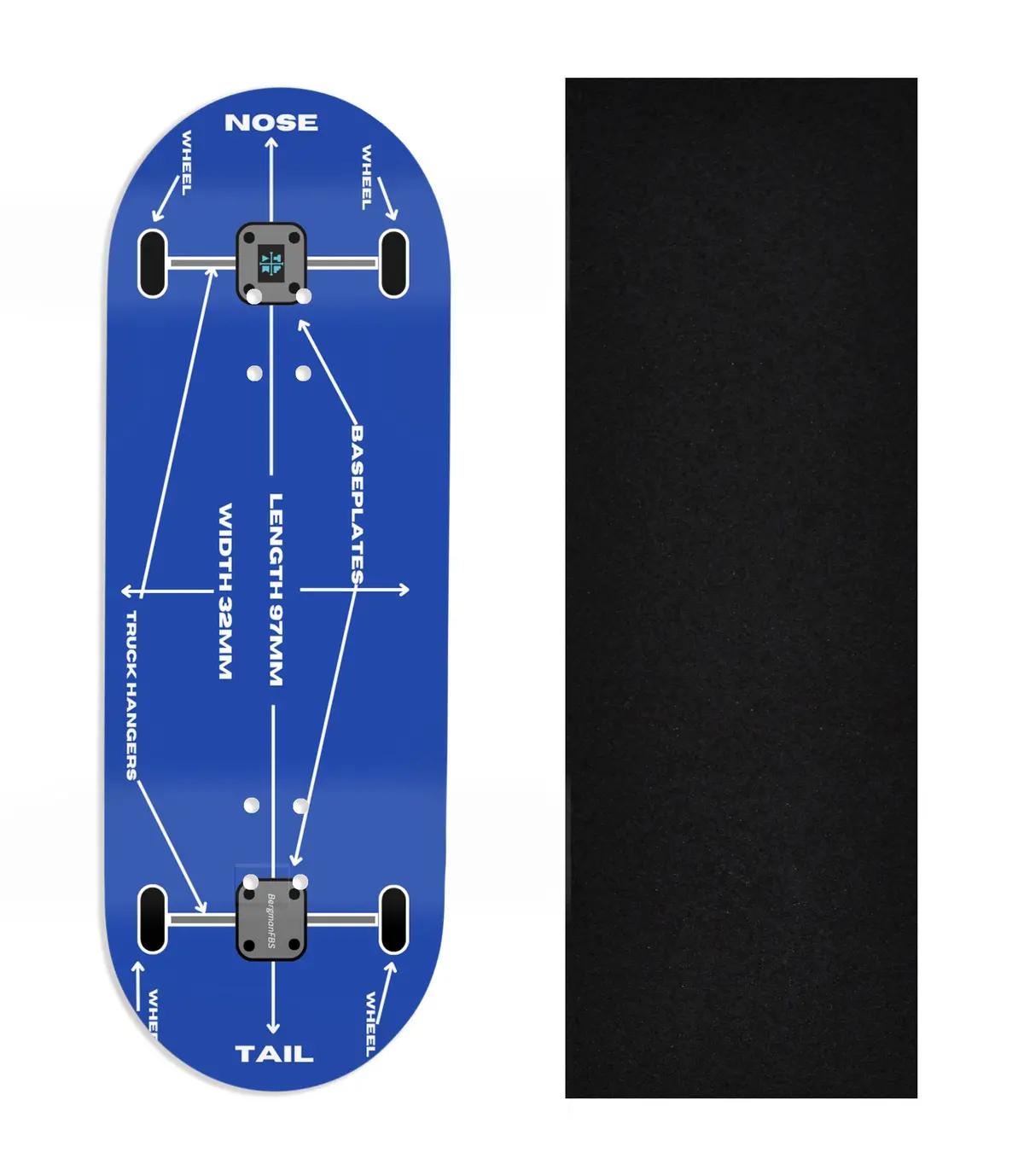 Heat Transfer Graphic Wooden Fingerboard Deck, Design Contest 2024 Winner, Bergmanfbs - "Blueprint" 1